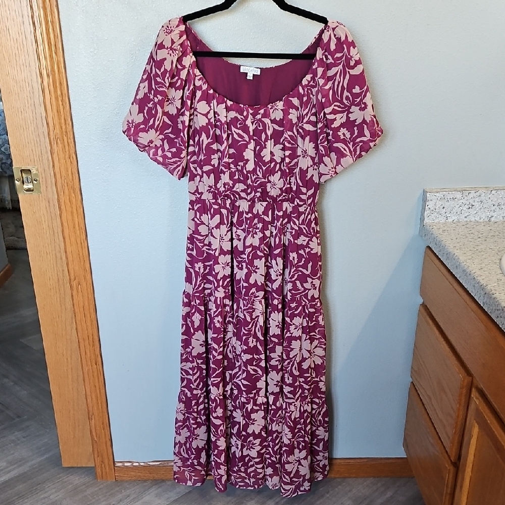 🌿 Patrons of Peace Magenta Or Purple Floral Maxi Dress